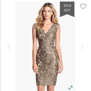 Tadashi Shoji Little Gold Lace Cocktail Dress